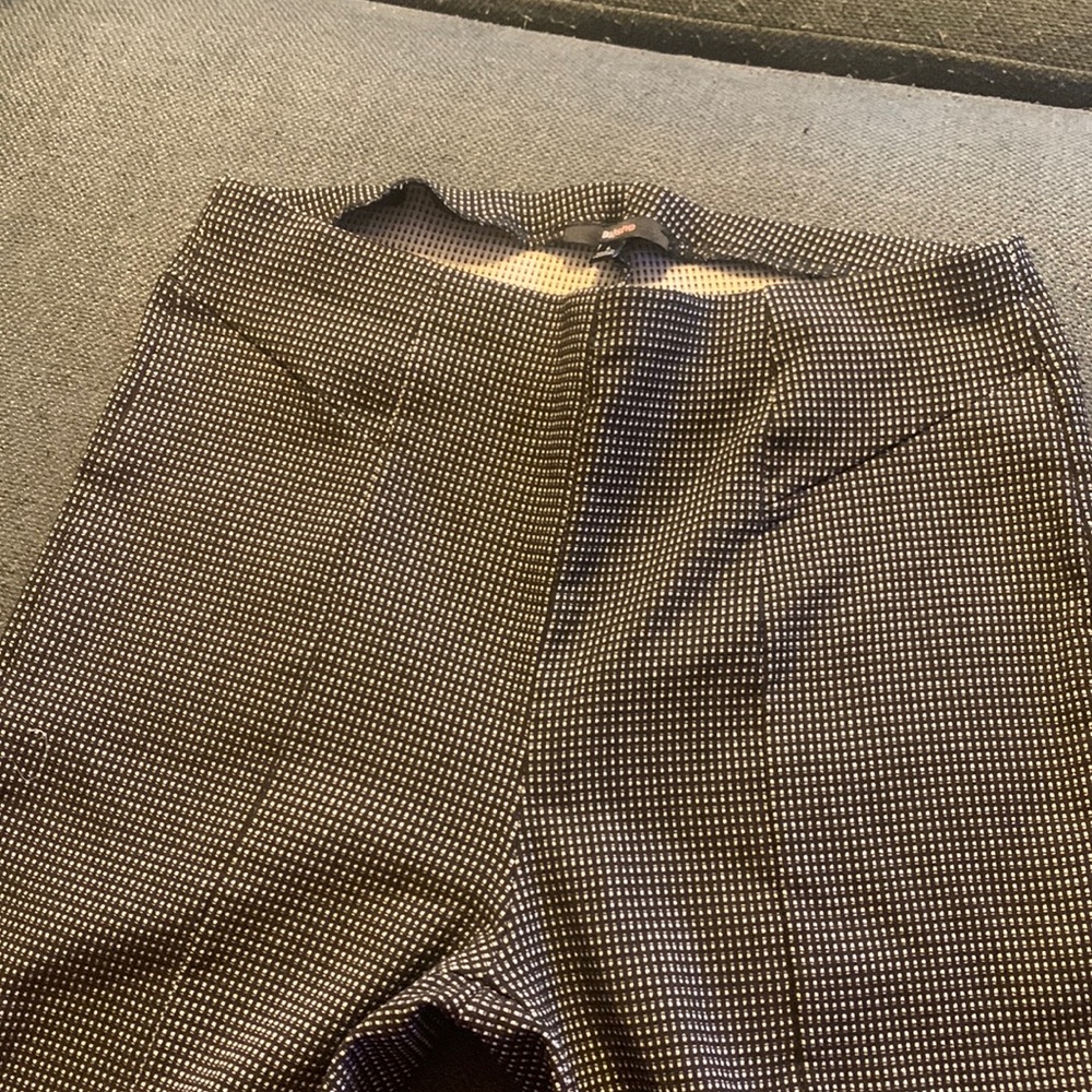 Black and white straight leg slacks
